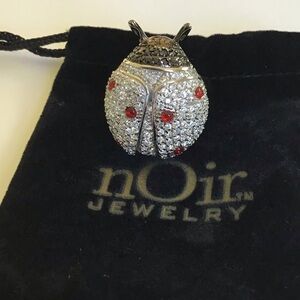Vintage NOIR CZ Ladybug Ring Sz 7.5 Nice